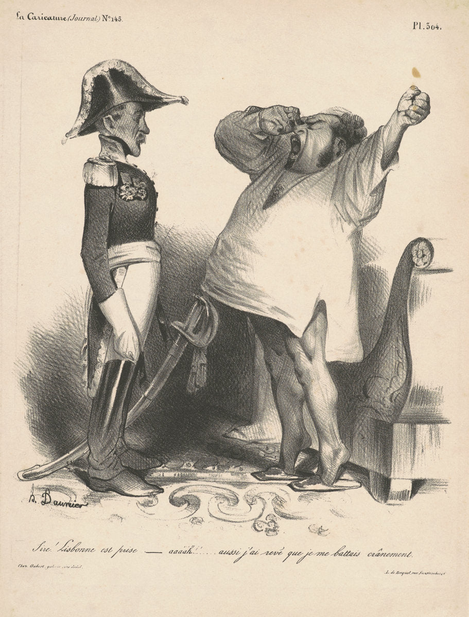 Sire! Lisbonne est prise... by Honoré Daumier (French, 1808 - 1879), 16X12"(A3)Poster Print