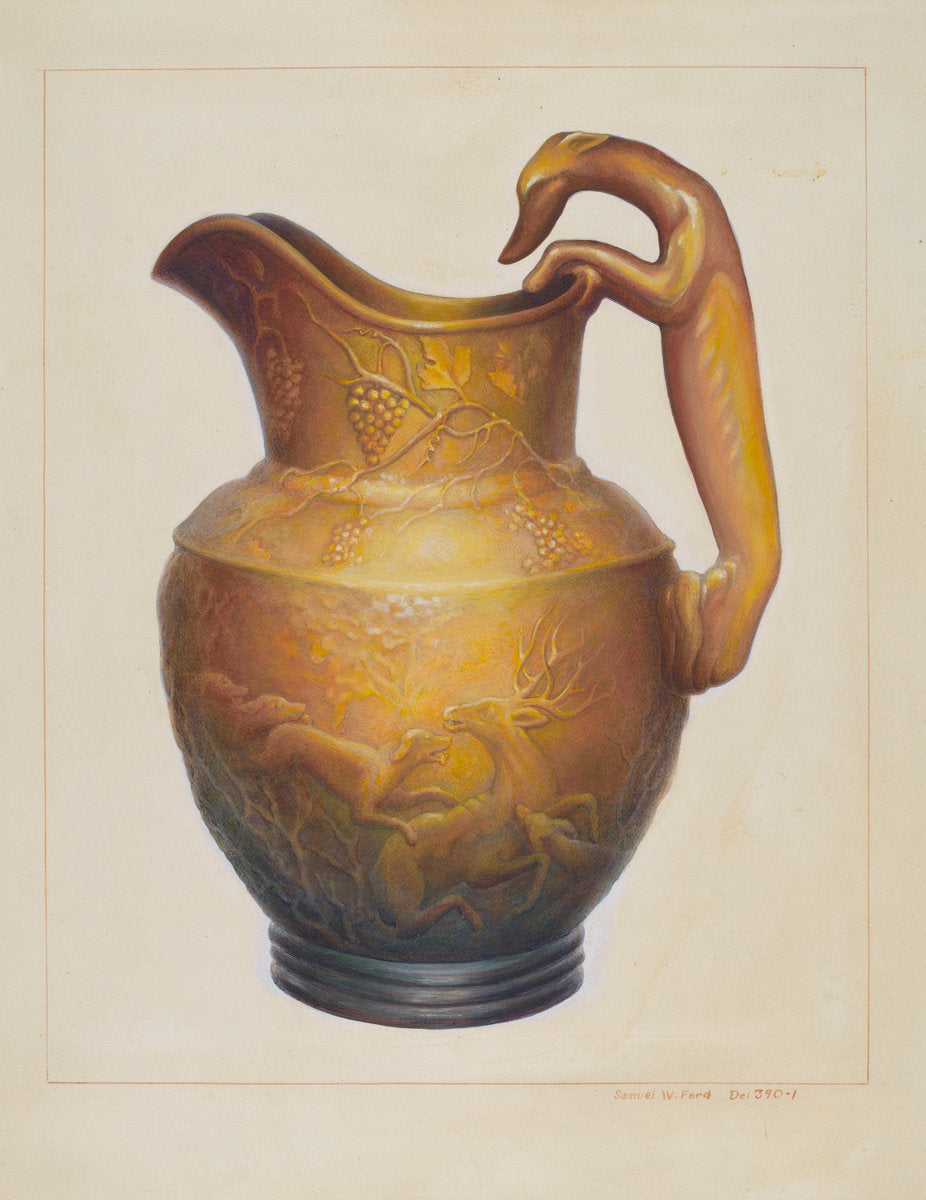 Pitcher by Samuel W. Ford (American, active c. 1935), 16X12"(A3)Poster Print