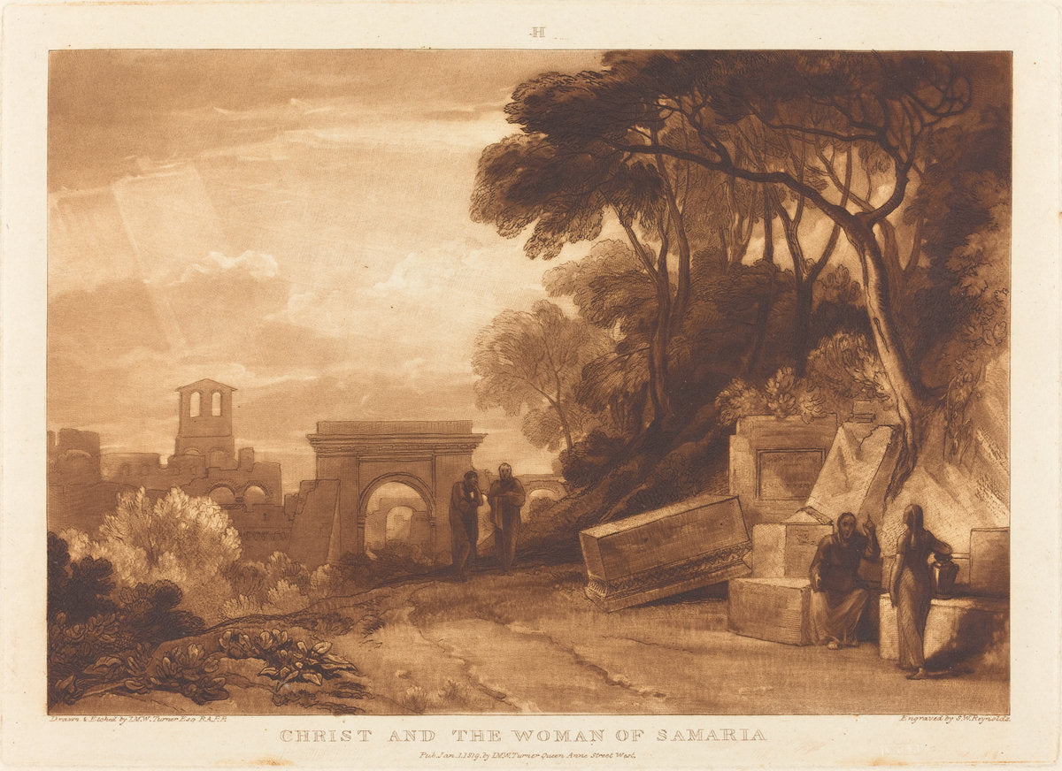 The Woman of Samaria by Joseph Mallord William Turner and Samuel William Reynolds I (British, 1773 - 1835), 16X12"(A3)Poster Print
