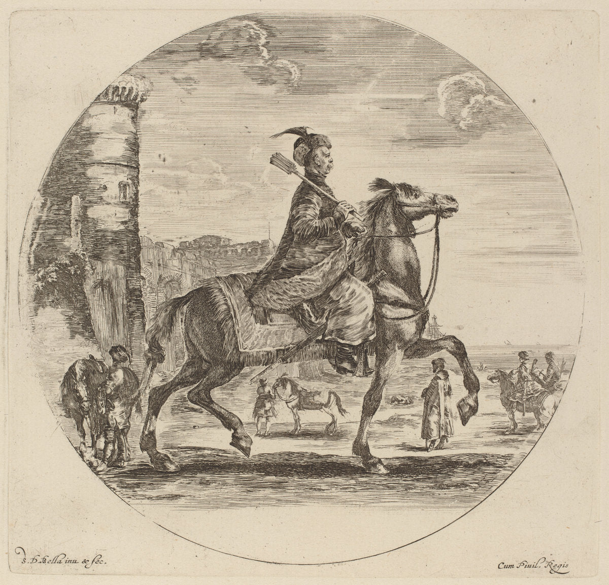 Polish Cavalier by Stefano Della Bella (Italian, 1610 - 1664), 16X12"(A3)Poster Print