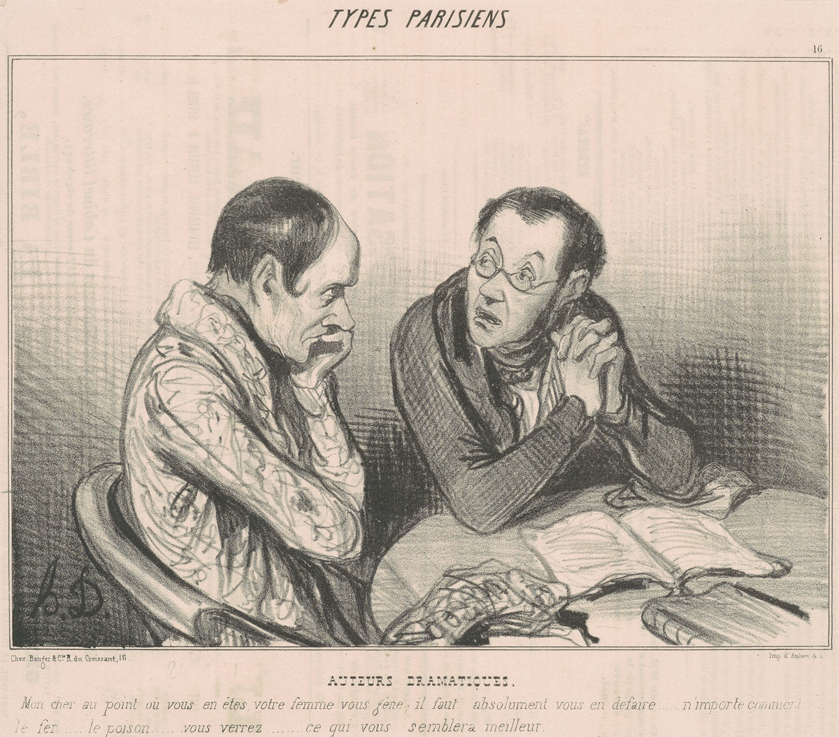 Auteurs dramatiques by Honoré Daumier (French, 1808 - 1879), 16X12"(A3)Poster Print