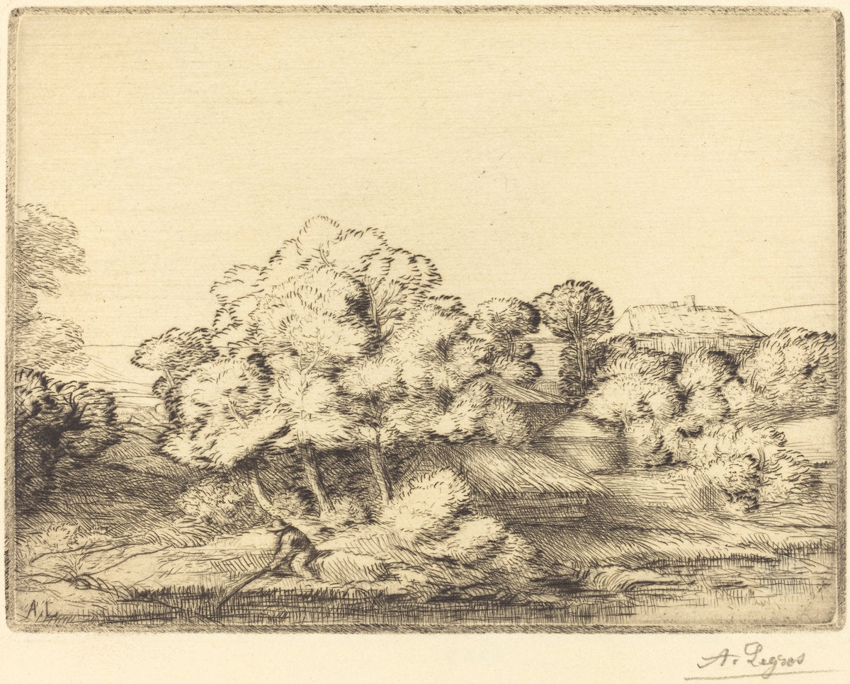 Hamlet near the Lake (Le hameau pres du lac) by Alphonse Legros (French, 1837 - 1911), 16X12"(A3)Poster Print