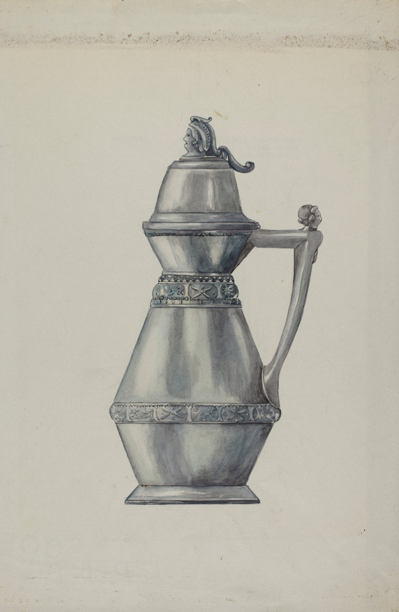 Pewter Syrup Jug by Harry Mann Waddell (American, active c. 1935), 16X12"(A3)Poster Print