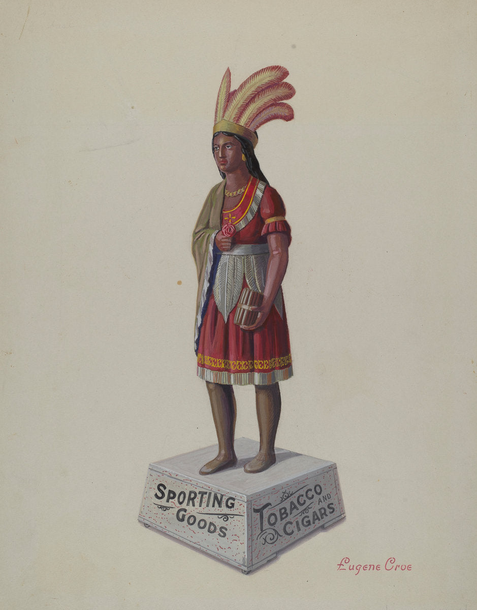 Cigar Store Indian by Eugene Croe (American, active c. 1935), 16X12"(A3)Poster Print