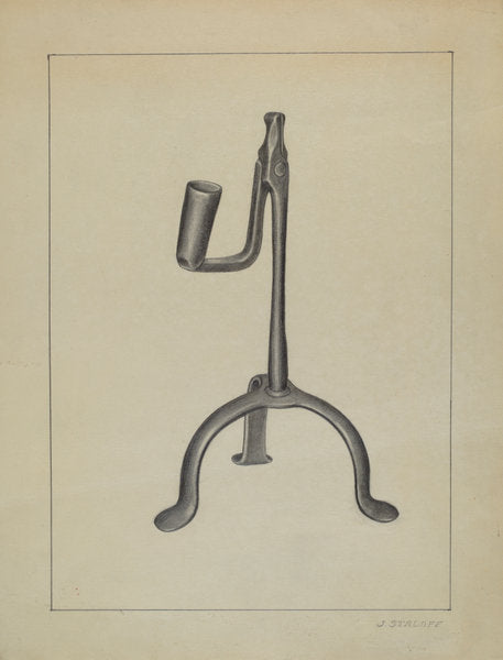 Candle and Rush Light Holder by Jack Staloff (American, active c. 1935), 16X12"(A3)Poster Print