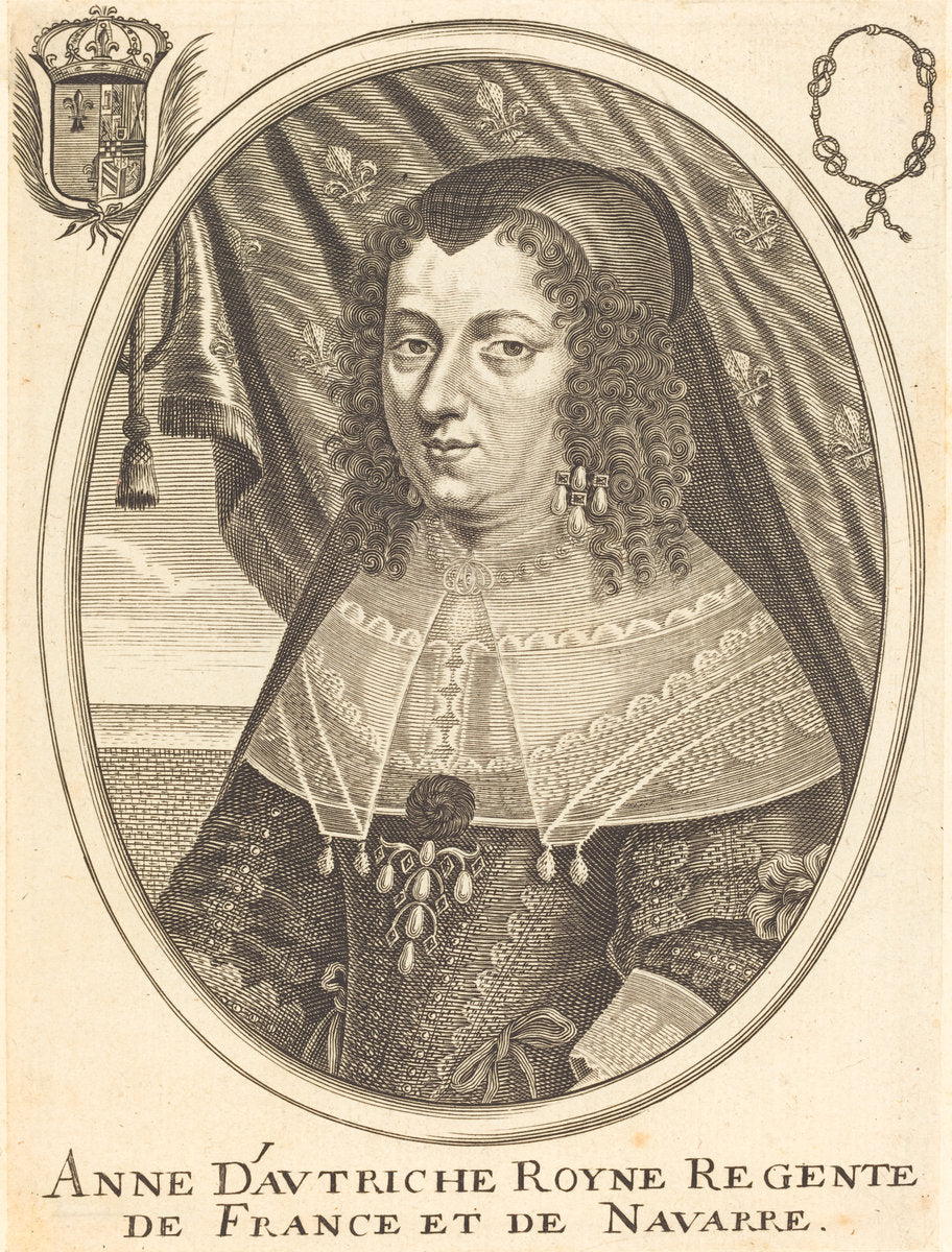 Anne of Austria by Balthasar Moncornet (French, c. 1600 - 1668), 16X12"(A3)Poster Print