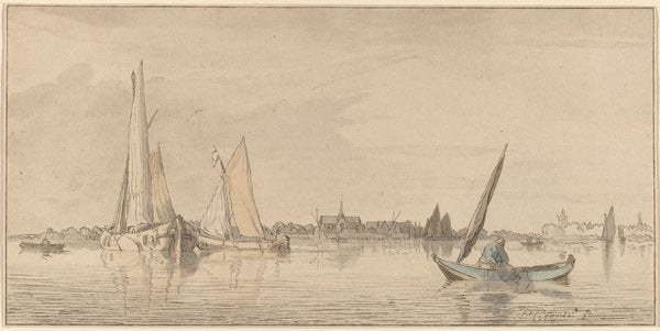 River with Town by Cornelis Ploos van Amstel and Bernhard Schreuder after Pieter Coopse (Dutch, died 1780), 16X12"(A3)Poster Print