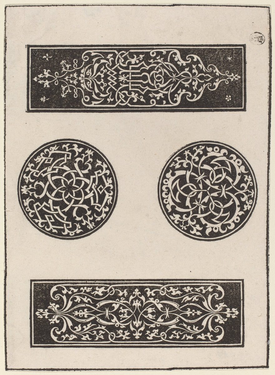 Decorative Panels by Peter Flötner (German, c. 1485 - 1546), 16X12"(A3)Poster Print