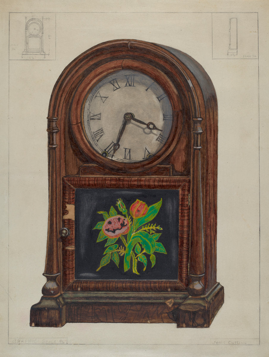 Mantle Clock by John Cutting (American, active c. 1935), 16X12"(A3)Poster Print