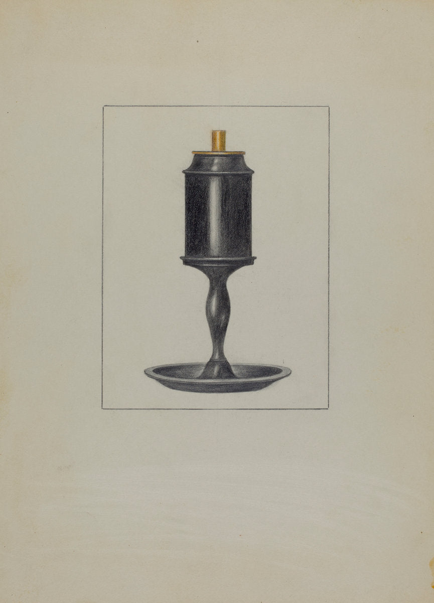 Pewter Lamp by Bessie Forman (American, active c. 1935), 16X12"(A3)Poster Print
