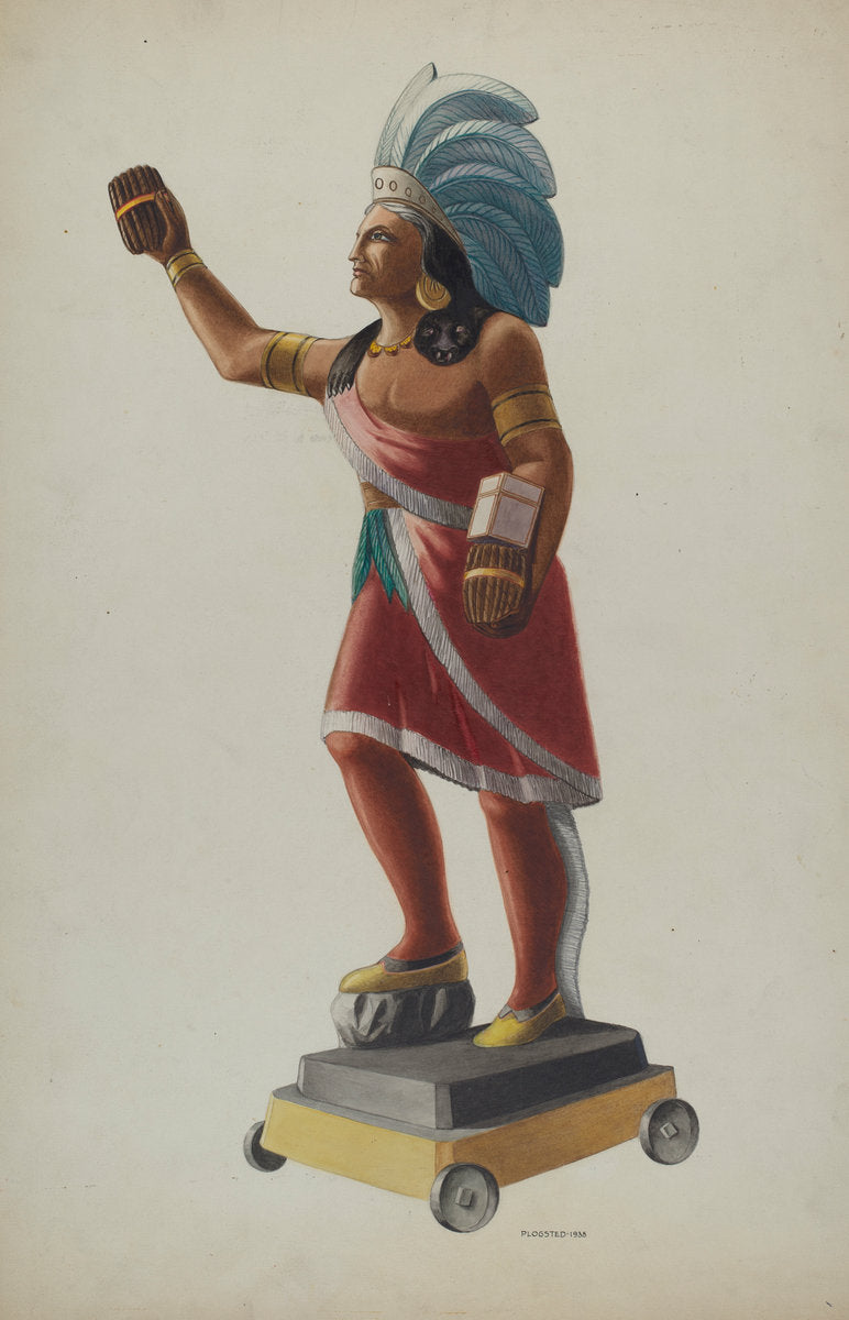 Cigar Store Indian by Louis Plogsted (American, active c. 1935), 16X12"(A3)Poster Print