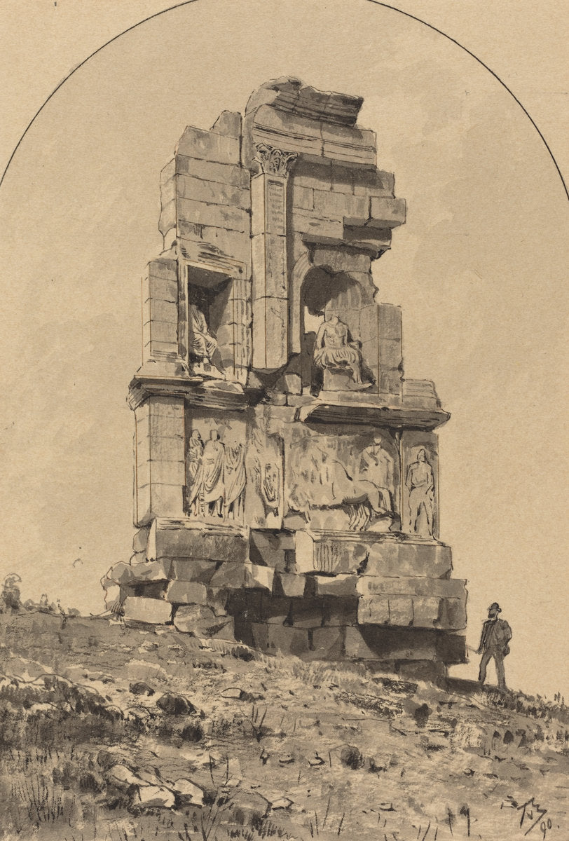 Monument of Philopappos by Themistocles von Eckenbrecher (German, 1842 - 1921), 16X12"(A3)Poster Print