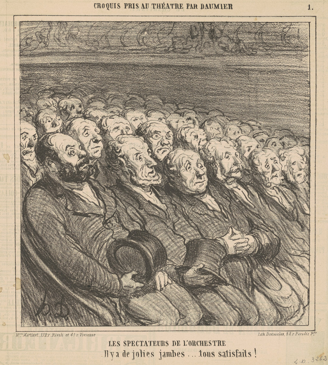 Les spectateurs de l'orchestre by Honoré Daumier (French, 1808 - 1879), 16X12"(A3)Poster Print