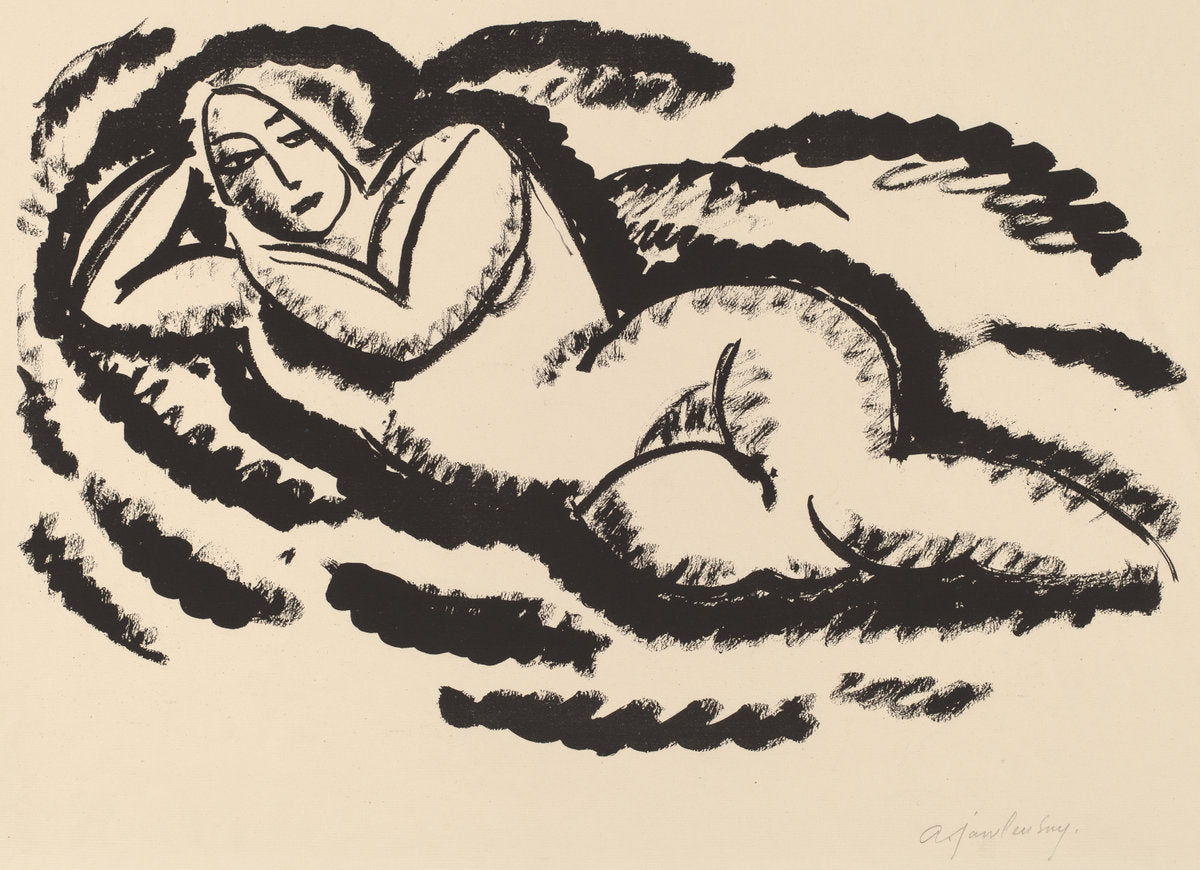 Reclining Nude by Alexej von Jawlensky (Russian, 1864 - 1941), 16X12"(A3)Poster Print