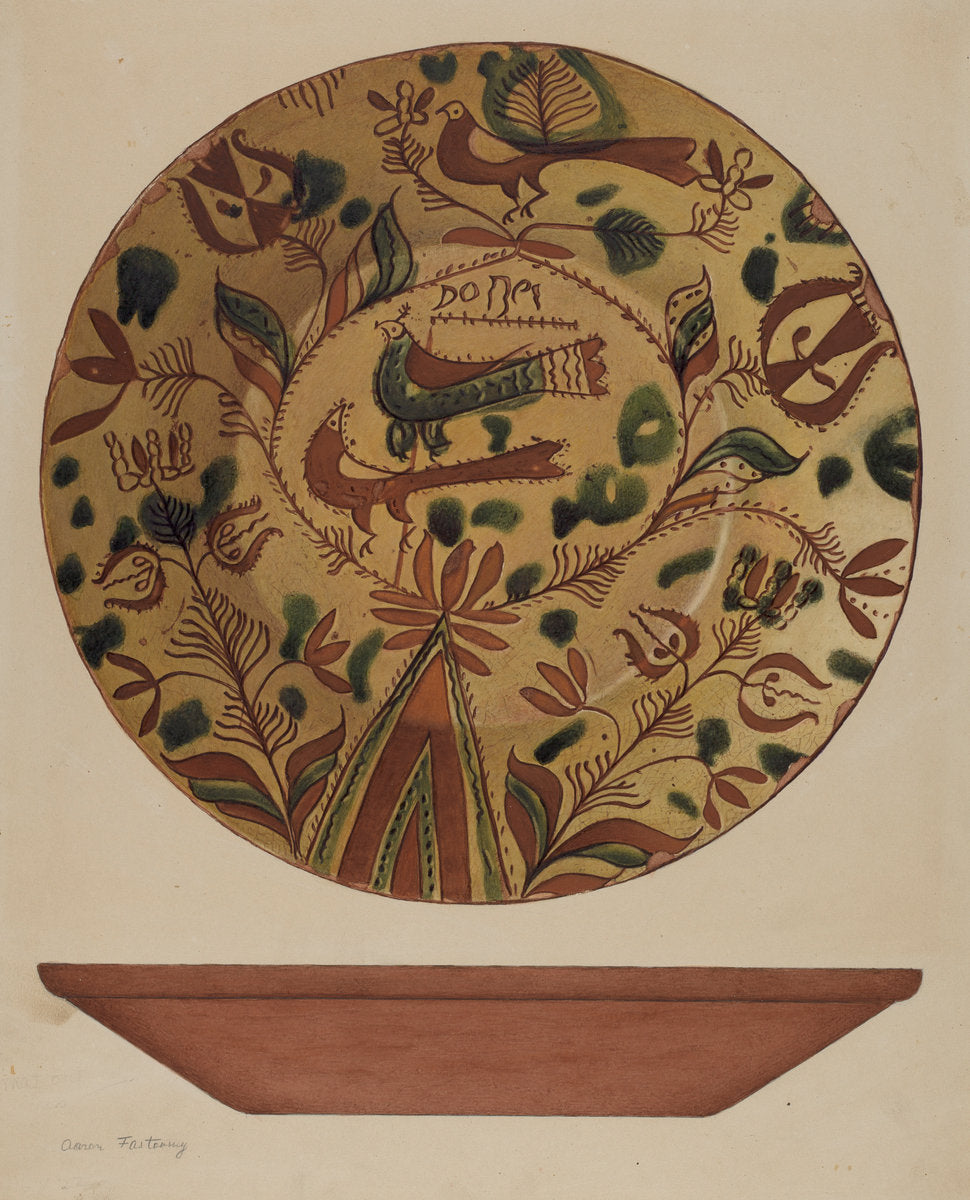 Pa. German Plate by Aaron Fastovsky (American, active c. 1935), 16X12"(A3)Poster Print