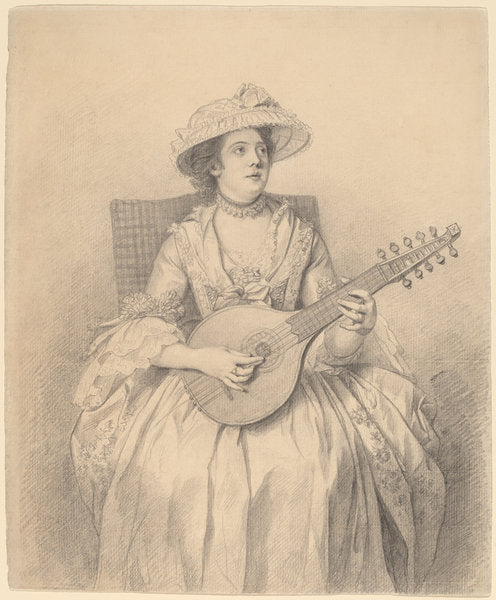 An Elegant Lady Playing a Cittern by Nathaniel Dance-Holland (British, 1735 - 1811), 16X12"(A3)Poster Print