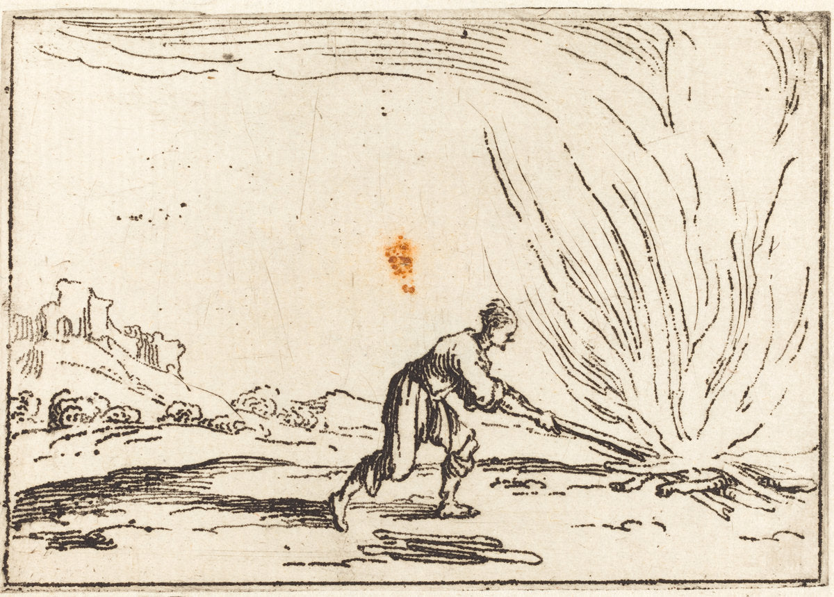 Man Attending a Fire by Jacques Callot (French, 1592 - 1635), 16X12"(A3)Poster Print