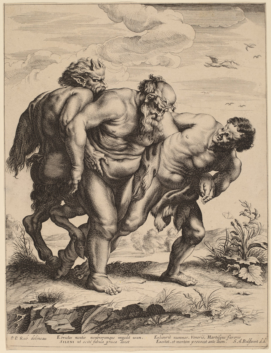 The Drunken Silenus by Schelte Adams Bolswert after Sir Peter Paul Rubens (Flemish, 1586 - 1659), 16X12"(A3)Poster Print