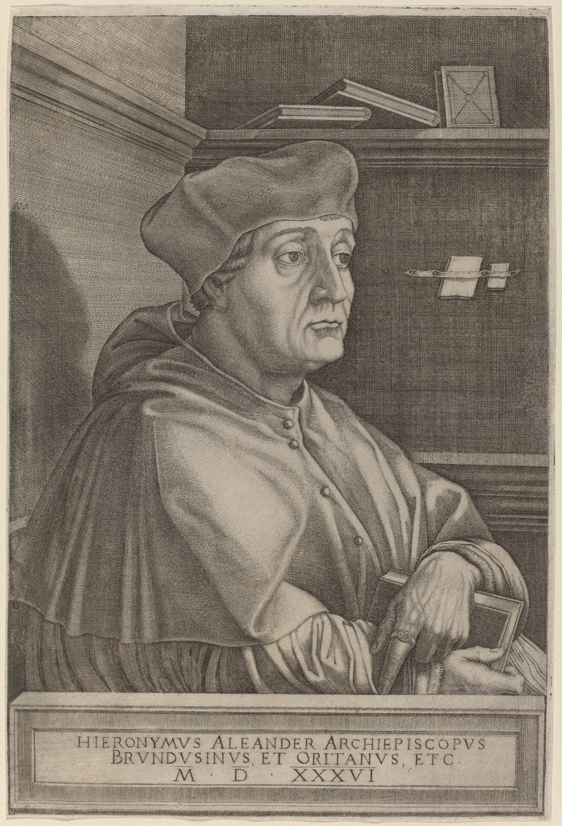 Hieronymus Alexander, Archbishop of Brindisi by Agostino dei Musi (Italian, c. 1490 - 1536 or after), 16X12"(A3)Poster Print