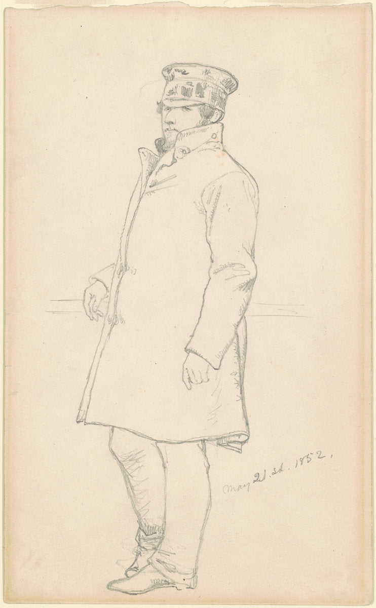 Man in Cap and Coat by Emanuel Gottlieb Leutze (American, born Germany, 1816 - 1868), 16X12"(A3)Poster Print