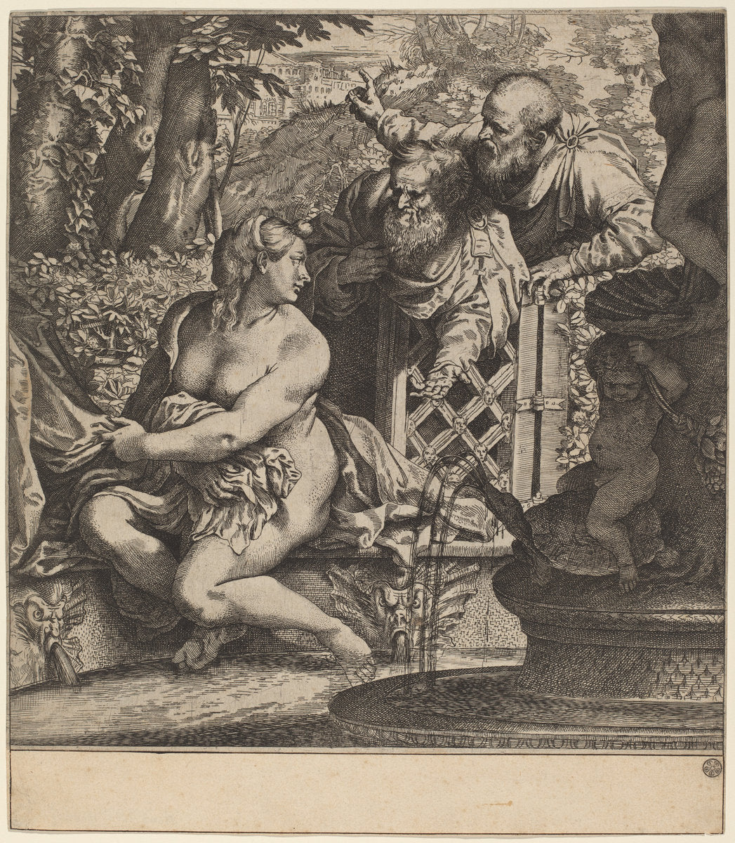 Susanna and the Elders by Annibale Carracci (Italian, 1560 - 1609), 16X12"(A3)Poster Print