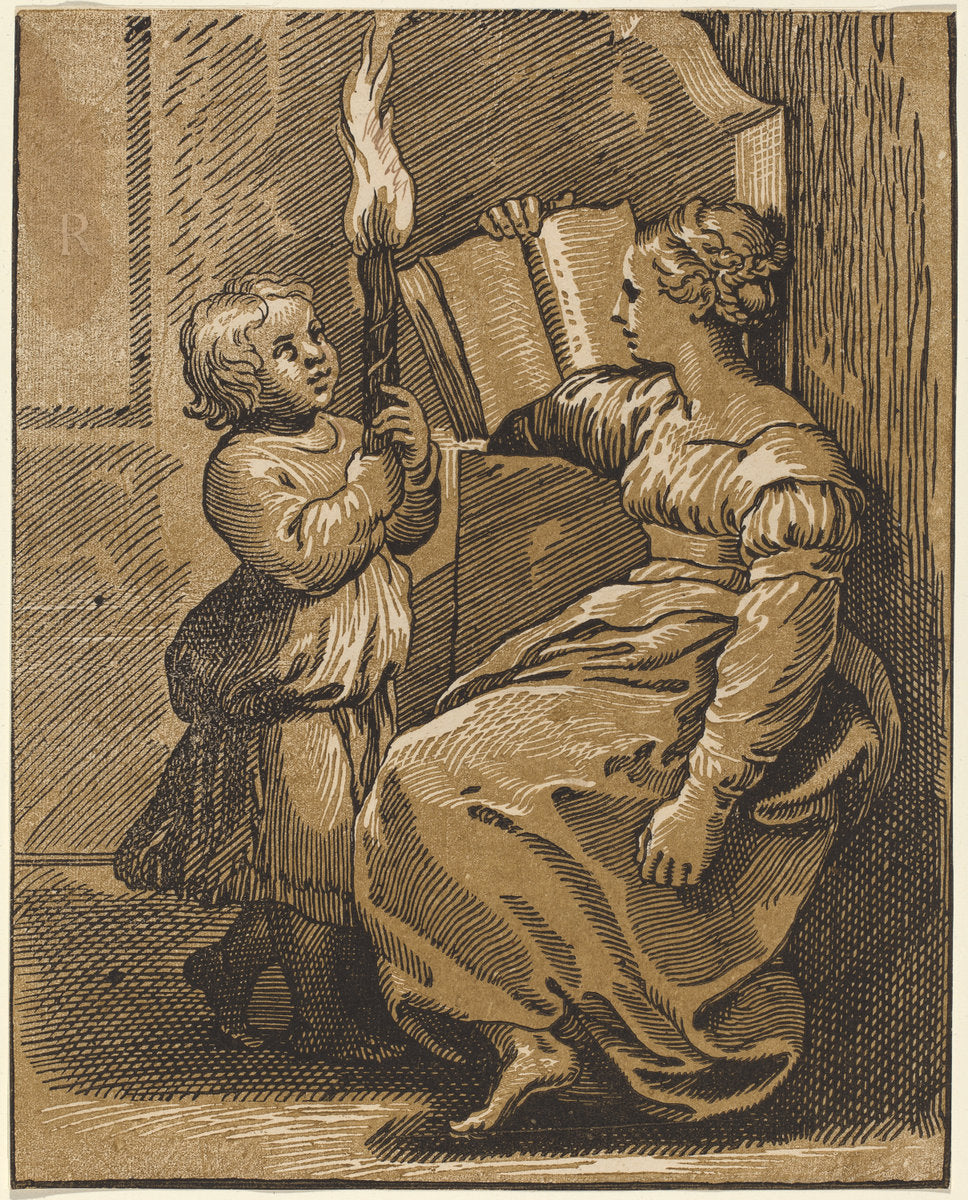 A Sybil by Ugo da Carpi after Raphael (Italian, c. 1480 - 1532), 16X12"(A3)Poster Print