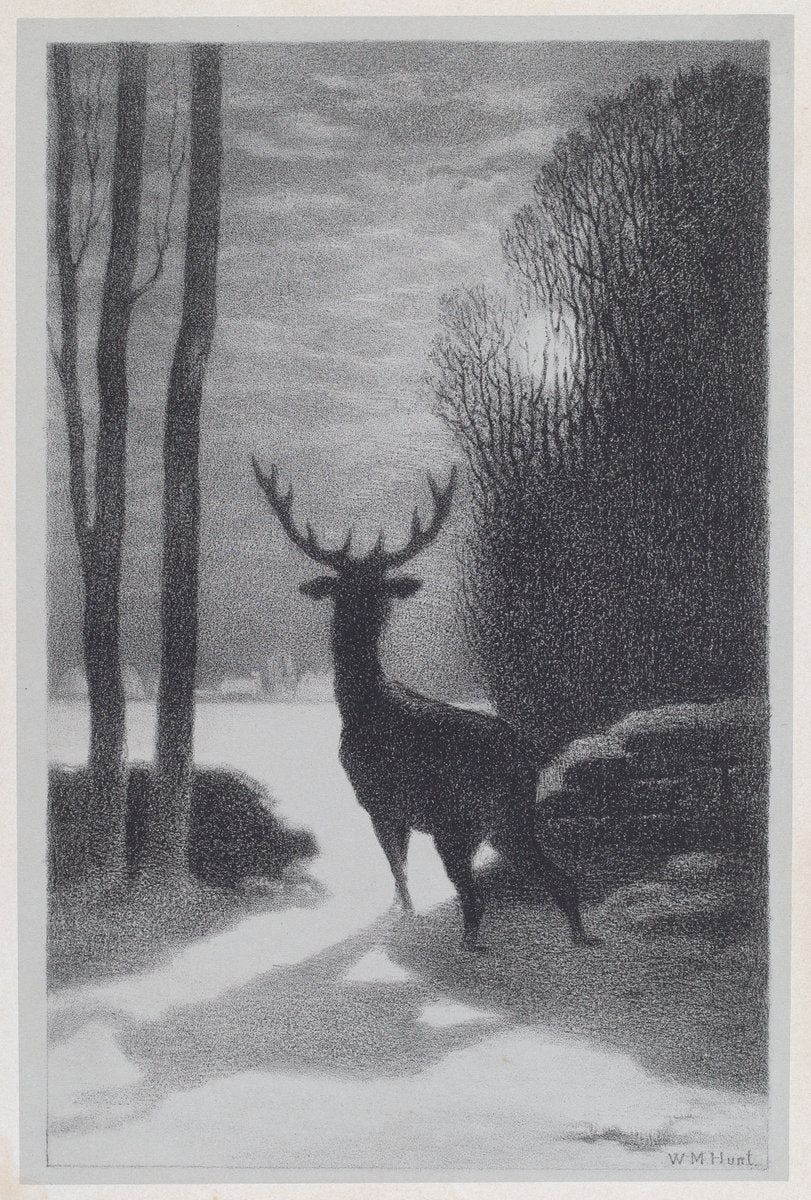 Stag in the Moonlight by William Morris Hunt (American, 1824 - 1879), 16X12"(A3)Poster Print