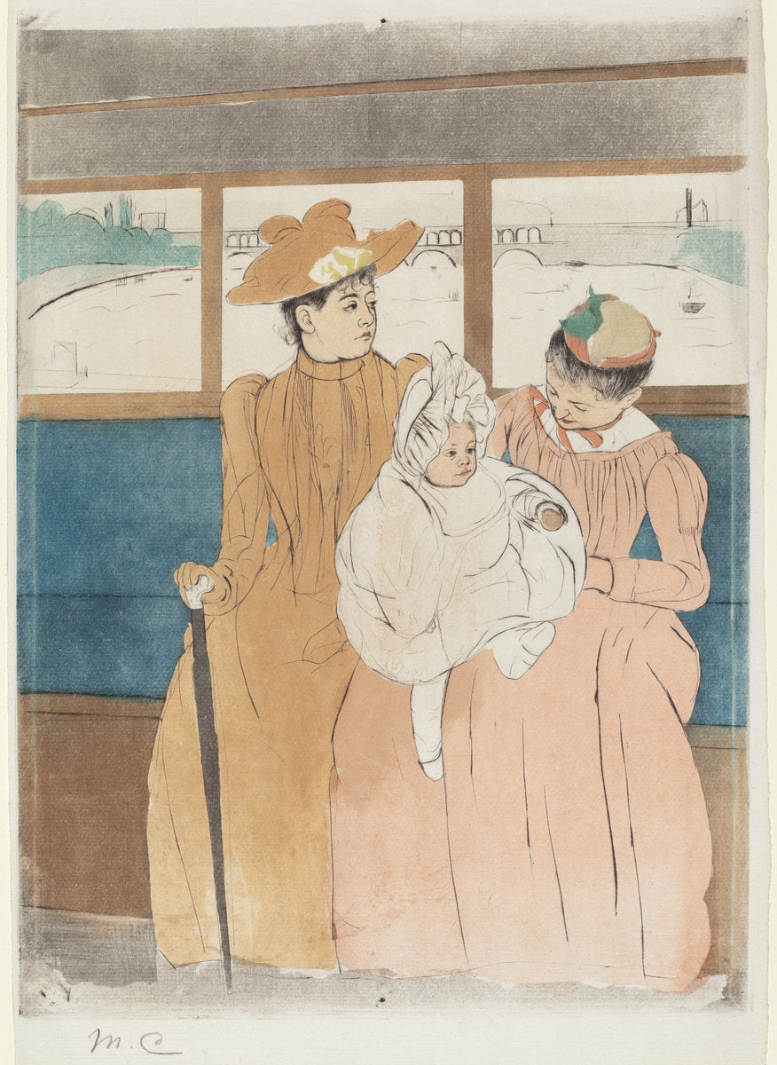 In the Omnibus by Mary Cassatt (American, 1844 - 1926), 16X12"(A3)Poster Print