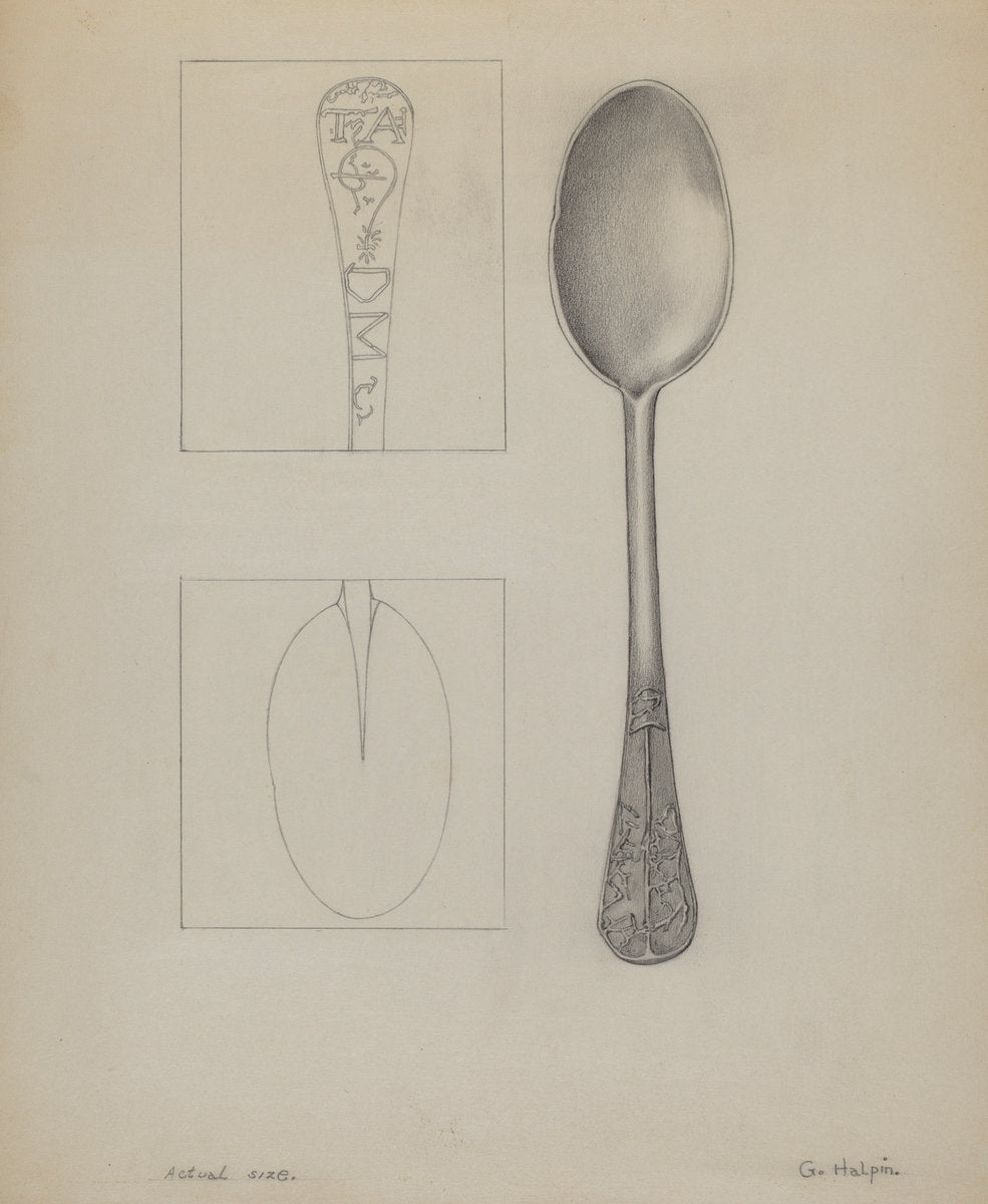 Pewter Spoon by Grace Halpin (American, active c. 1935), 16X12"(A3)Poster Print