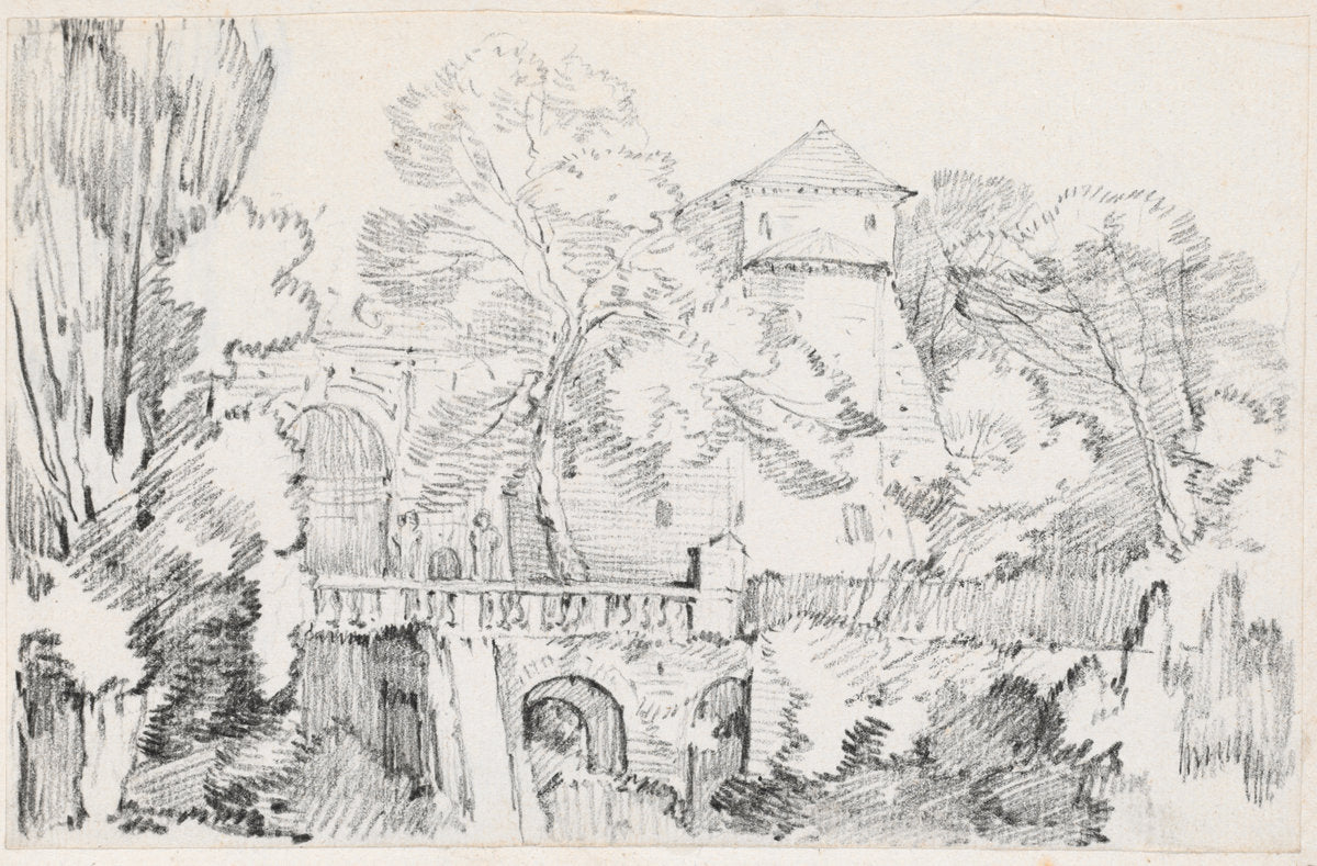 The Water Organ in the Gardens of the Villa d'Este, Tivoli by Joseph-Marie Vien (French, 1716 - 1809), 16X12"(A3)Poster Print