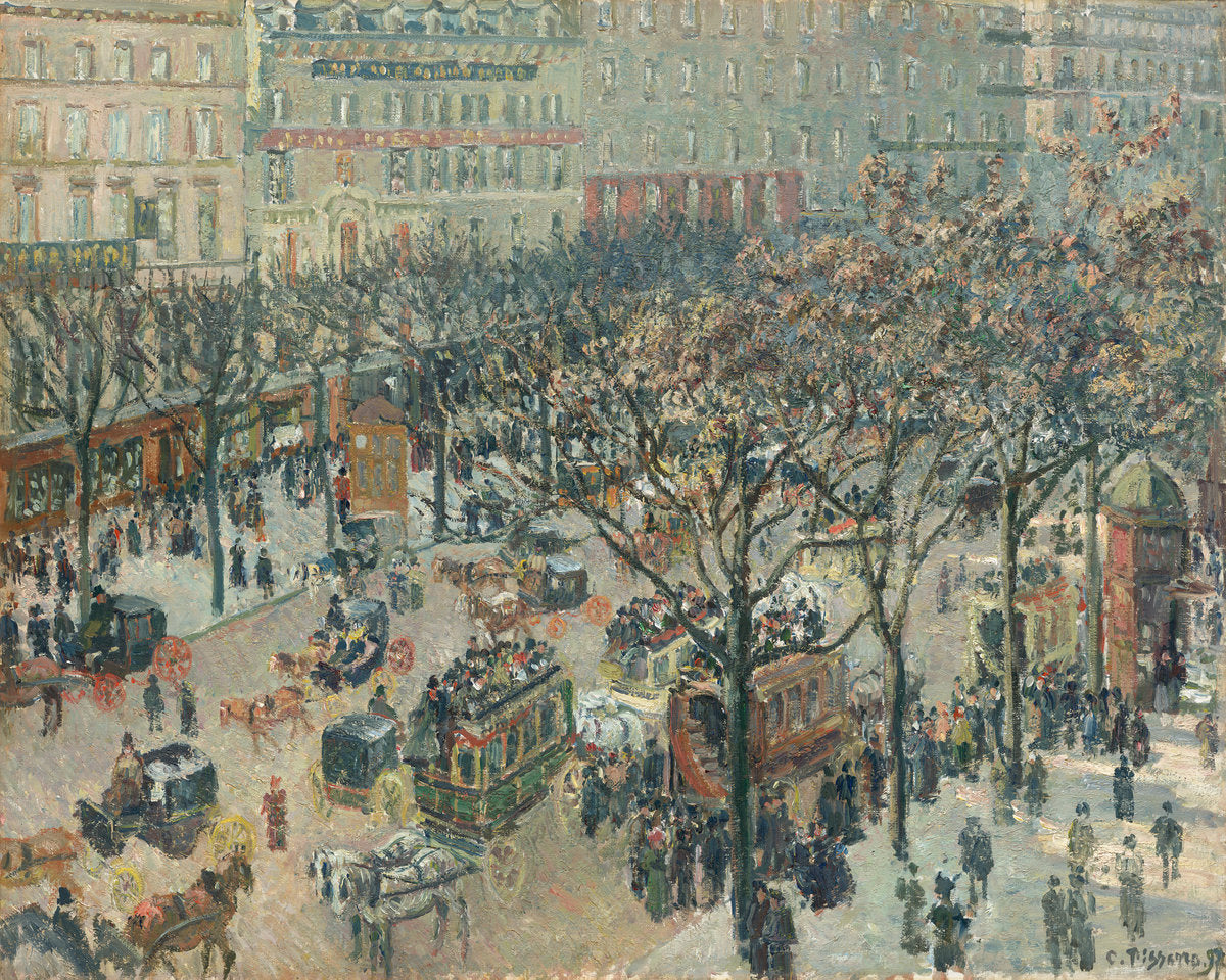 Boulevard des Italiens, Morning, Sunlight by Camille Pissarro (French, 1830 - 1903), 16X12"(A3)Poster Print