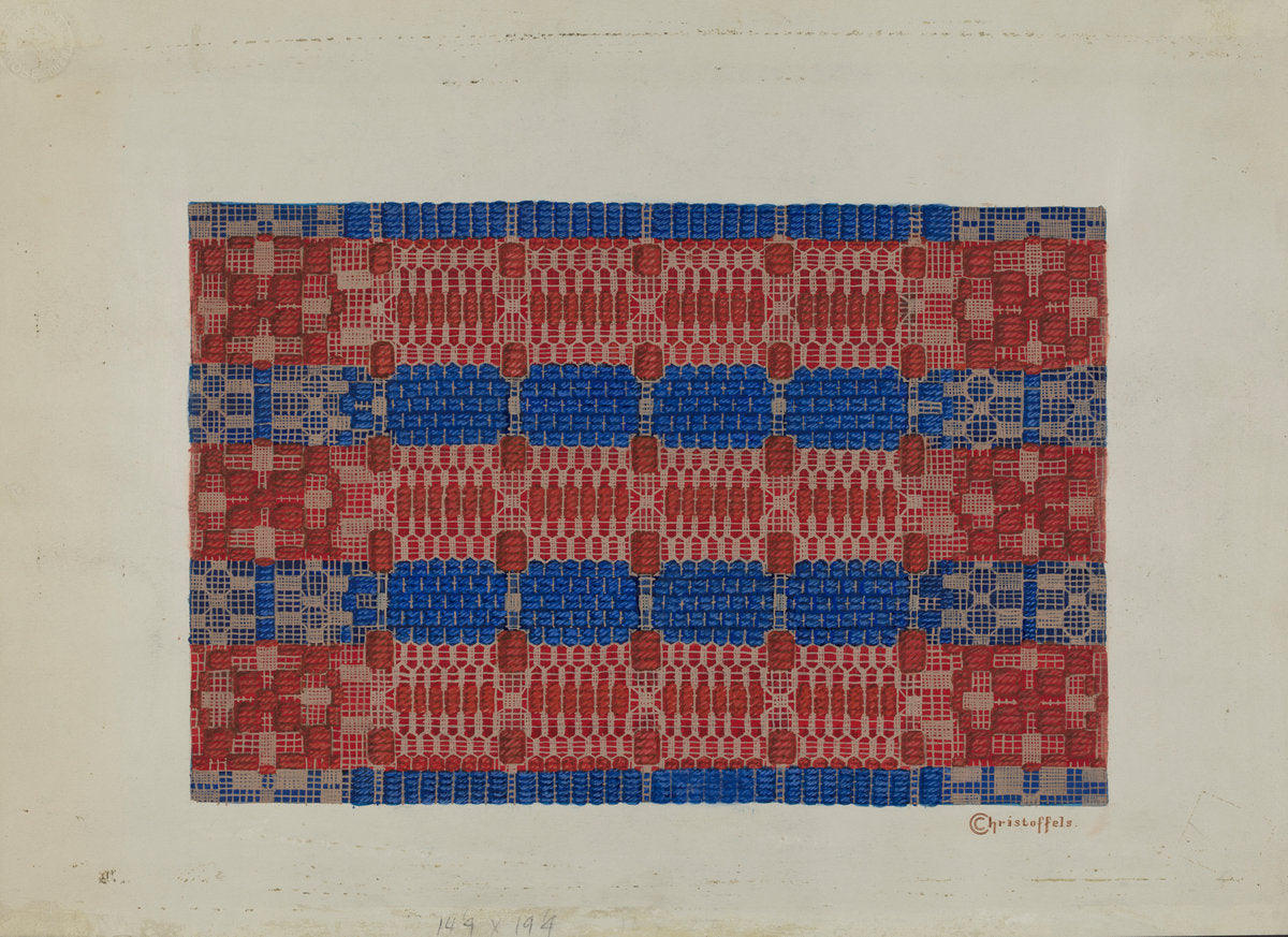Handwoven Coverlet by Cornelius Christoffels (American, active c. 1935), 16X12"(A3)Poster Print