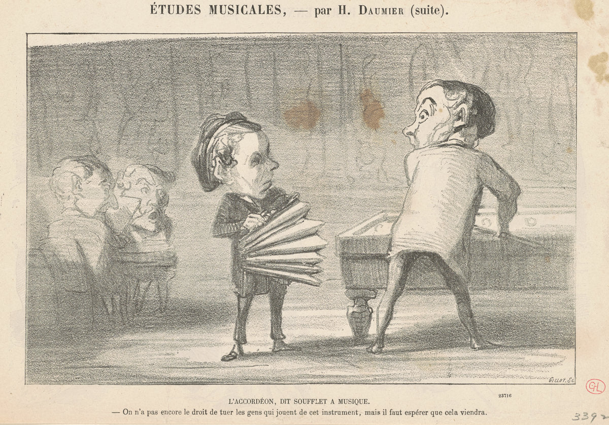 L'accordéon, dit soufflet a musique by Honoré Daumier (French, 1808 - 1879), 16X12"(A3)Poster Print