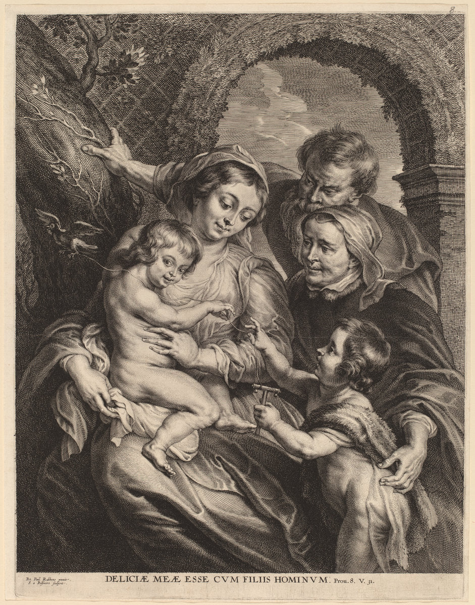 The Holy Family with the Goldfinch by Schelte Adams Bolswert after Sir Peter Paul Rubens (Flemish, 1586 - 1659), 16X12"(A3)Poster Print