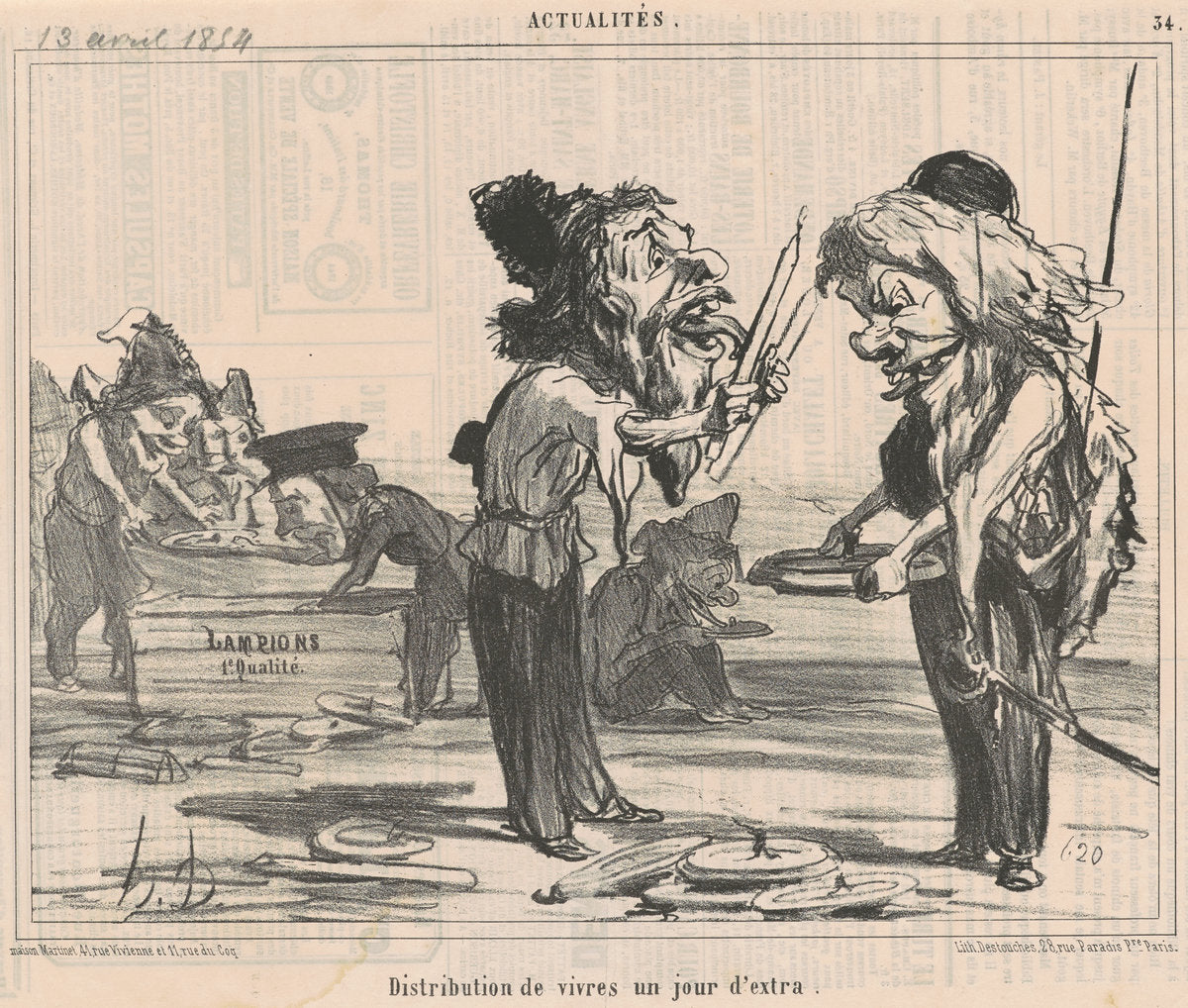 Distribution de vivres un jour d'extra by Honoré Daumier (French, 1808 - 1879), 16X12"(A3)Poster Print