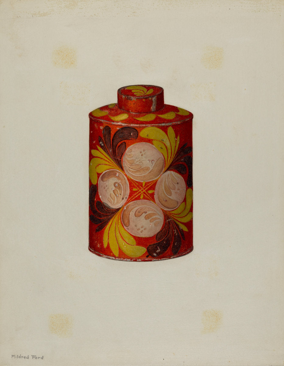 Toleware Tea Caddy by Mildred Ford (American, active c. 1935), 16X12"(A3)Poster Print