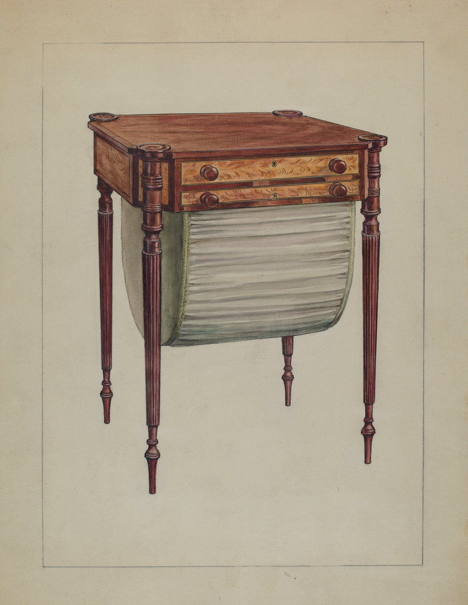 Sewing Table by Elizabeth Curtis (American, active c. 1935), 16X12"(A3)Poster Print