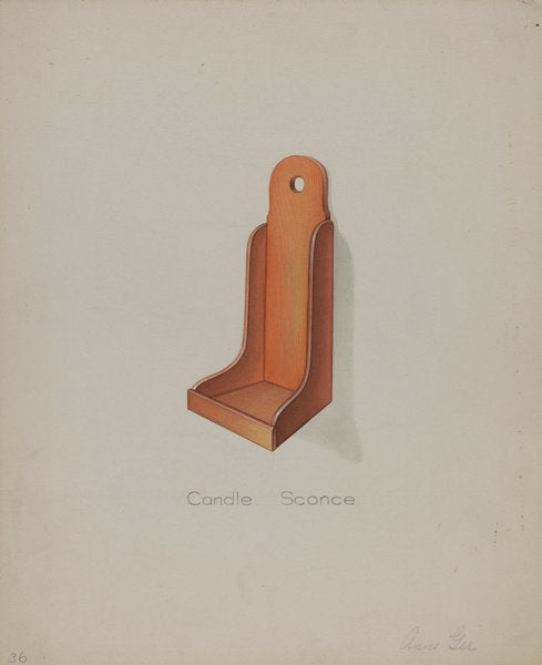 Shaker Candle Sconce by Anne Ger (American, active c. 1935), 16X12"(A3)Poster Print