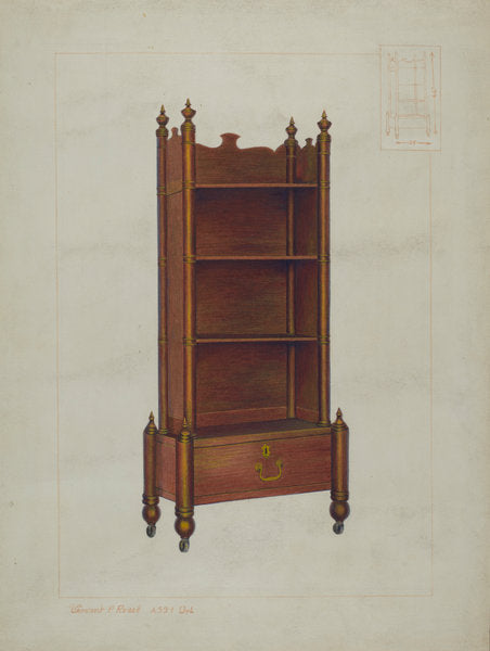 Bookcase by Vincent P. Rosel (American, active c. 1935), 16X12"(A3)Poster Print