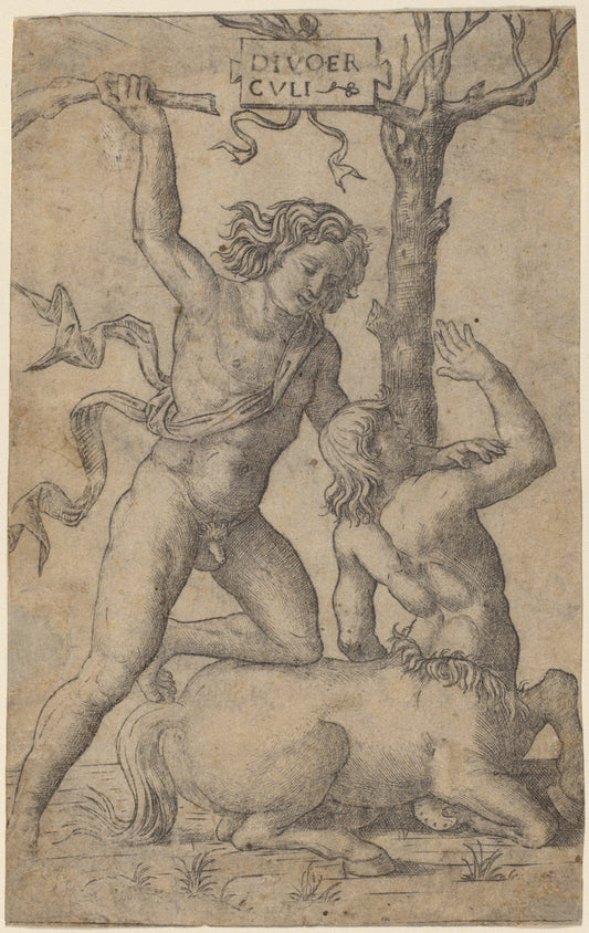 Hercules and Nessus by Marcantonio Raimondi (Italian, c. 1480 - c. 1534), 16X12"(A3)Poster Print