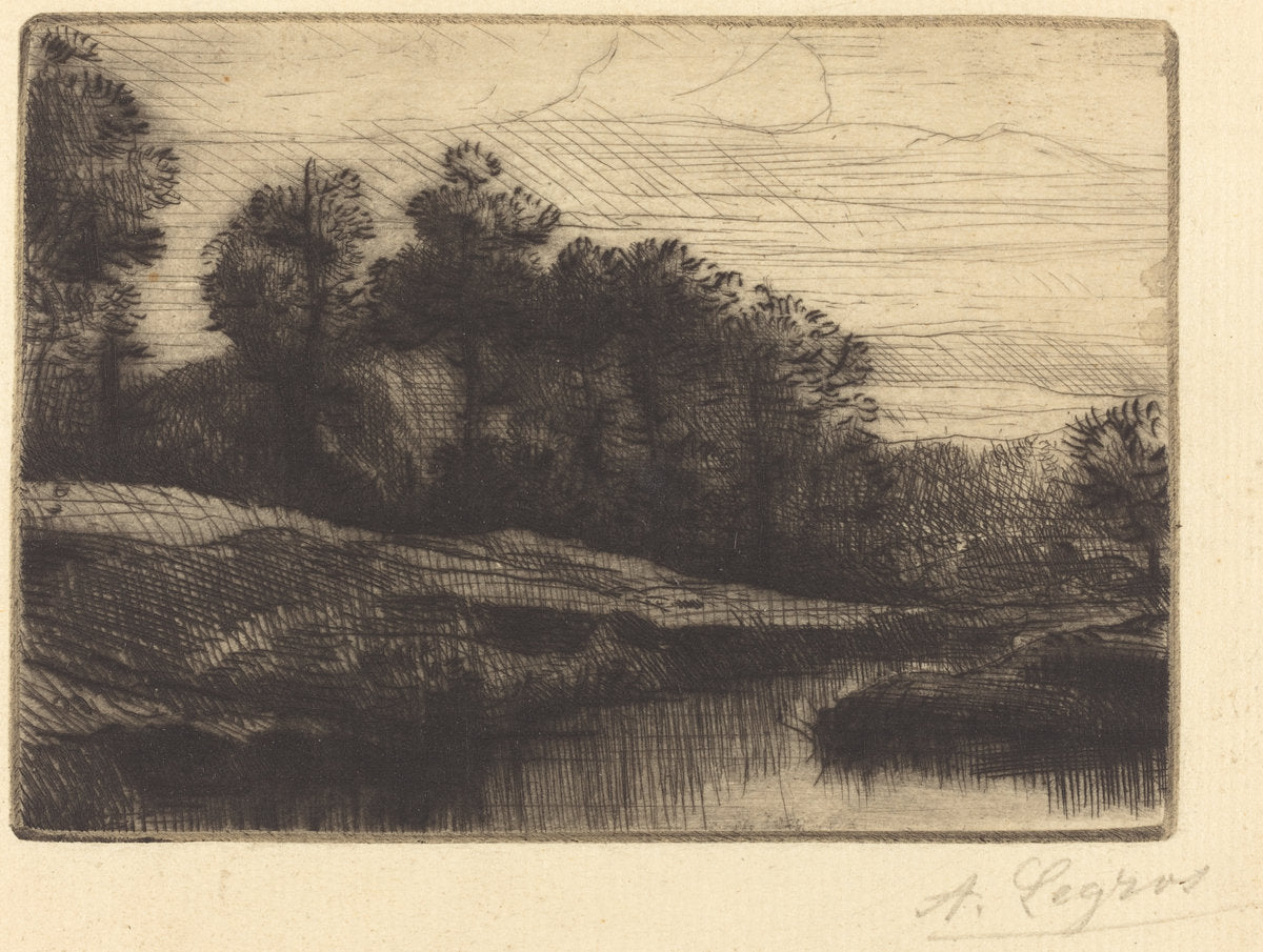 Sunset (Le soir (Coucher de soleil)) by Alphonse Legros (French, 1837 - 1911), 16X12"(A3)Poster Print