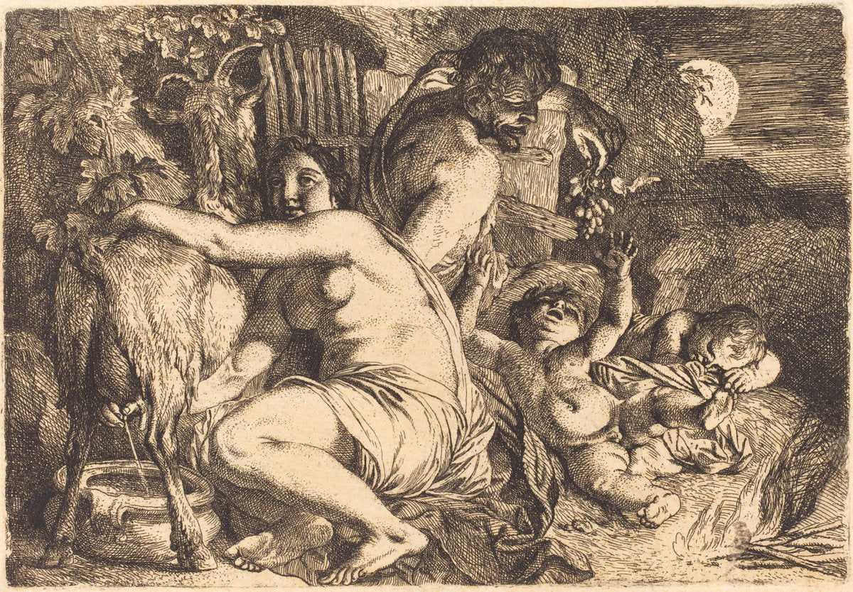 The Satyr's Family by Christian Wilhelm Ernst Dietrich (German, 1712 - 1774), 16X12"(A3)Poster Print