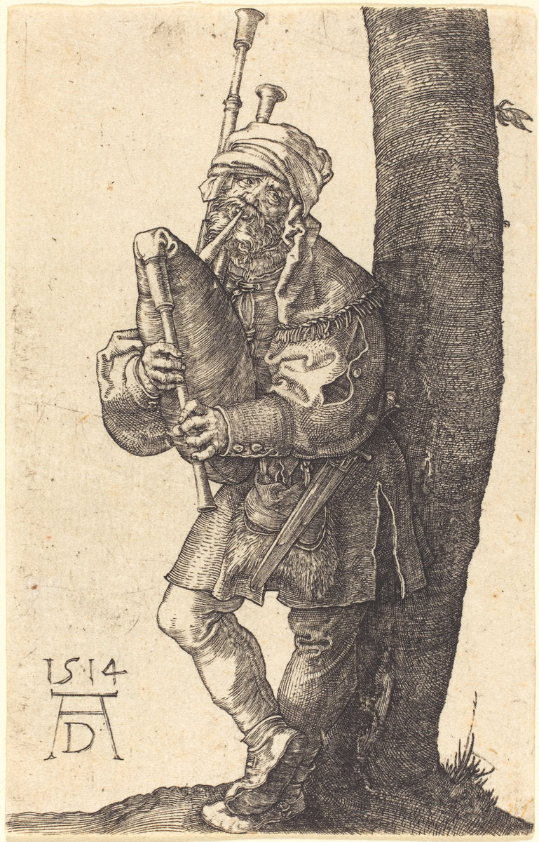 Bagpiper by Albrecht Dürer (German, 1471 - 1528), 16X12"(A3)Poster Print