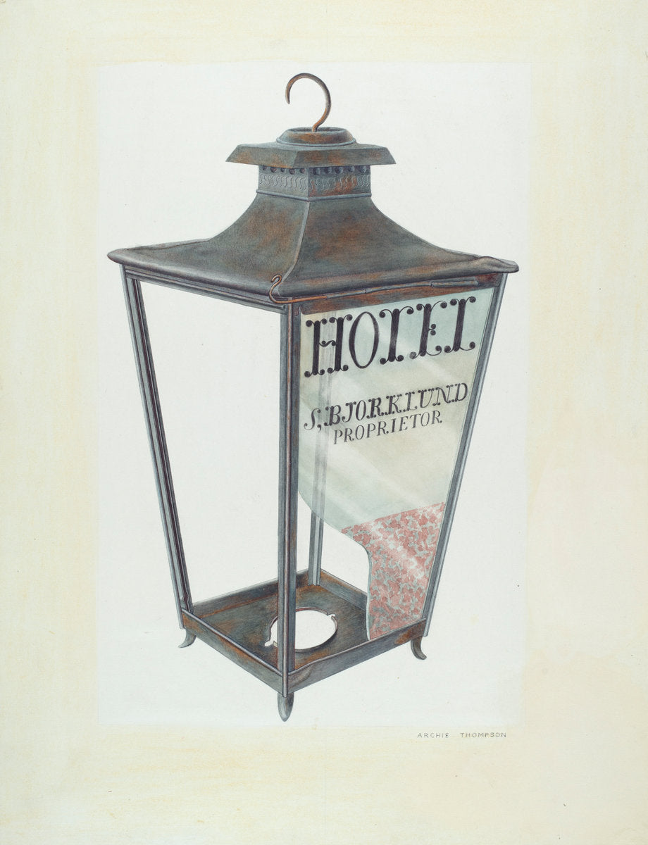Bishop Hill: Hotel Lantern by Archie Thompson (American, active c. 1935), 16X12"(A3)Poster Print
