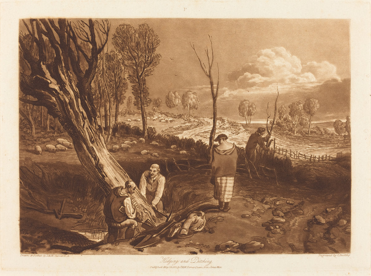 Hedging and Ditching by Joseph Mallord William Turner and J.C. Easling (British, active 1812/1833), 16X12"(A3)Poster Print