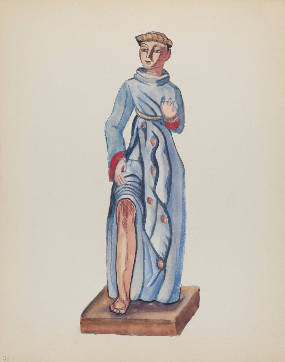 1935/1942 by American 20th Century (Plate 36: Saint Roch: From Portfolio "Spanish Colonial Designs of New Mexico"), 16X12"(A3)Poster Print