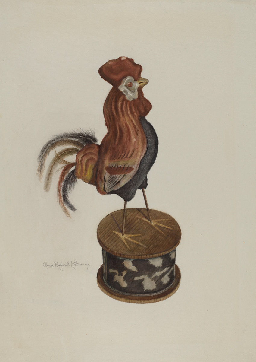 Toy Rooster by Elmer R. Kottcamp (American, active c. 1935), 16X12"(A3)Poster Print