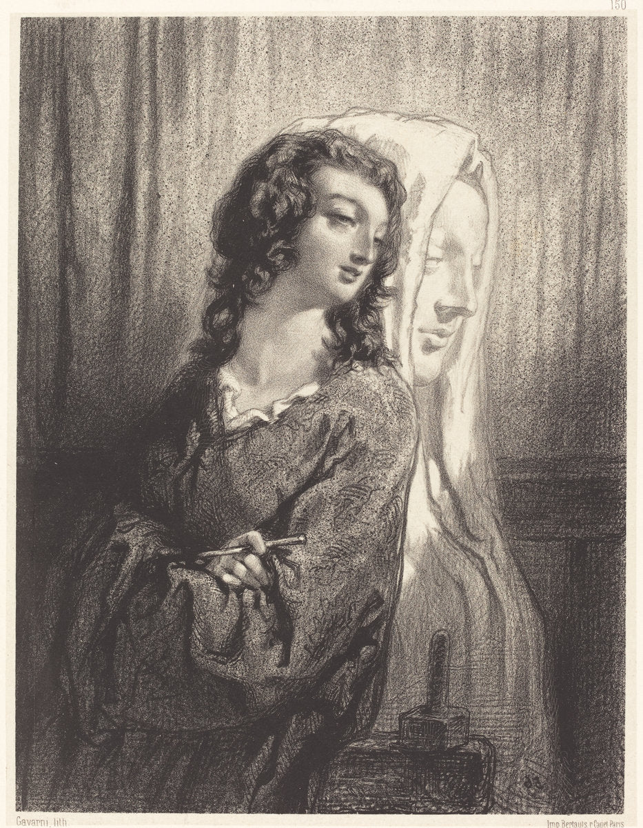 The Model and the Figure (La sculpture monumentale) by Paul Gavarni (French, 1804 - 1866), 16X12"(A3)Poster Print