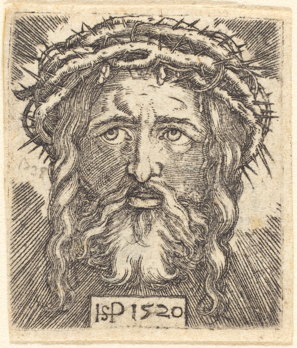 The Head of Christ by Sebald Beham (German, 1500 - 1550), 16X12"(A3)Poster Print