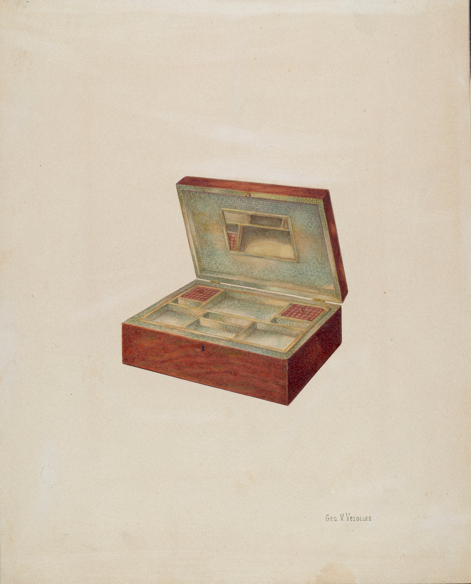 Jewelry or Sewing Box by George V. Vezolles (American, 1885 - 1956), 16X12"(A3)Poster Print